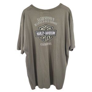 Harley-Davidson Jamestown CA Pocket T-Shirt Men's 2X Khaki Made in‎ USA